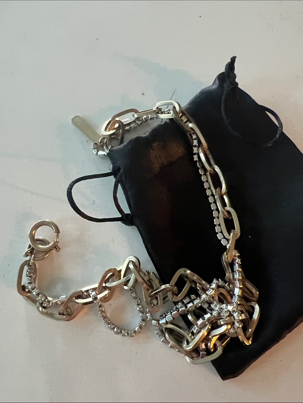Classic Silver Multi-Chain Bracelet with Sparkling Accents